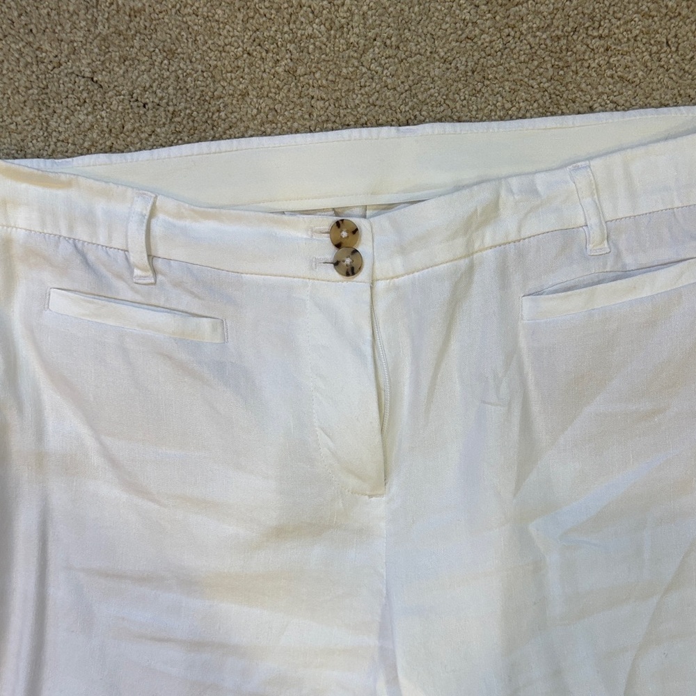 J. Jill Women's Bright White Linen Stretch Pants - Picture 2 of 6
